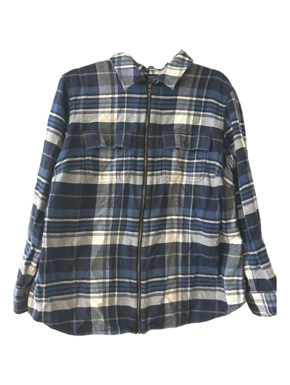 Chaps Denim Blue Plaid Flannel Shirt Size 1X Women’s Top Shacket
